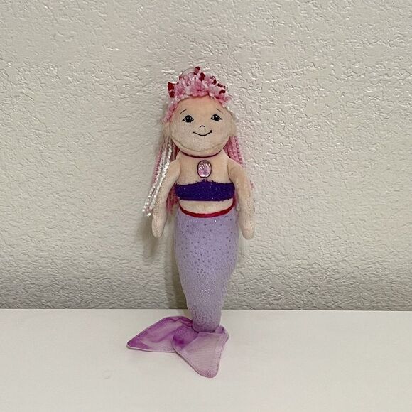 Douglas Cuddle Toys Mermaid Plush Doll Yarn Hair Purple Sparkle 10" - Picture 1 of 10
